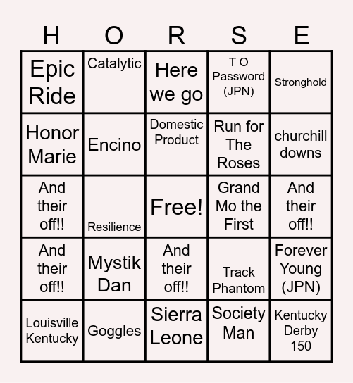 KENTUCKY DERBY 2024 Bingo Card