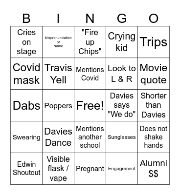 5:30 Commencement Bingo Card