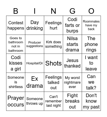 Floribama Shore Bingo Card