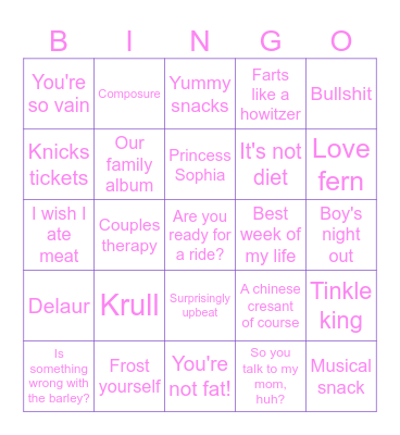 How to Lose a Guy in 10 Days Bingo Card