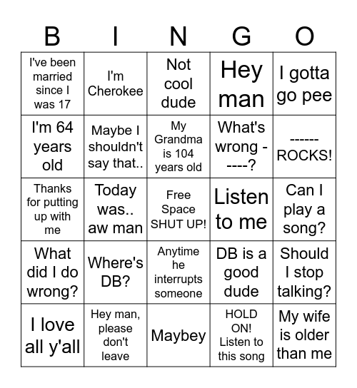 Dubious Dog Dingo Bingo Card