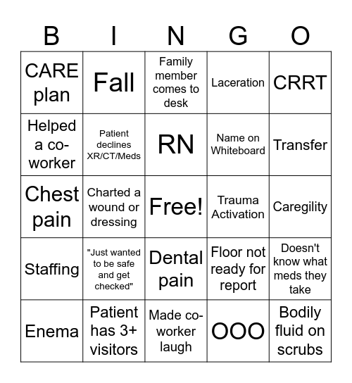 Nurses Week BINGO Card