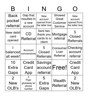 Banking Bingo! Bingo Card