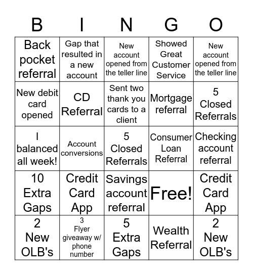 Banking Bingo! Bingo Card