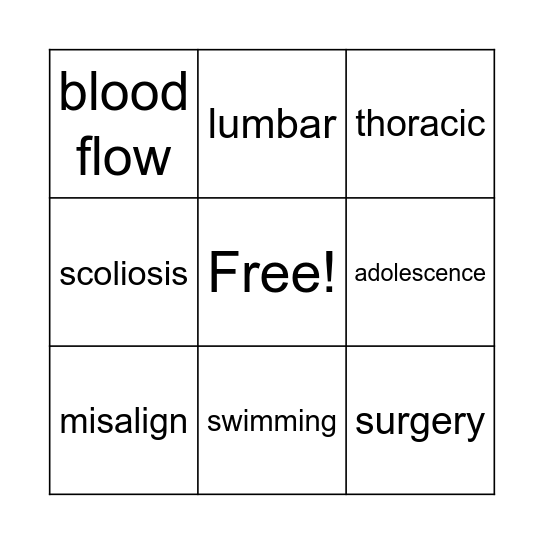 scoliosis bingo! Bingo Card