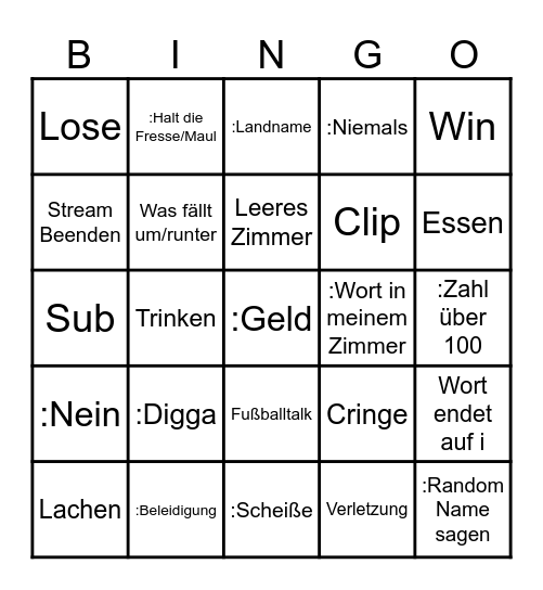 Twitch Bingo Card