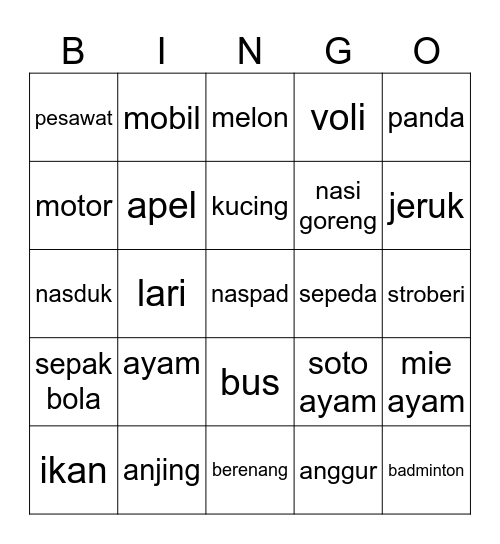 BINGO HAO Bingo Card