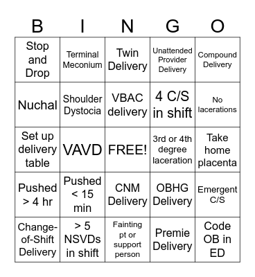 SW OB Bingo! Bingo Card