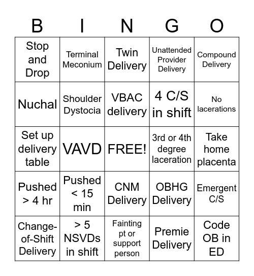 SW OB Bingo! Bingo Card