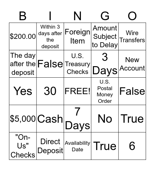 REG CC Bingo Card