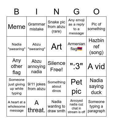 Nadias discord bingo Card