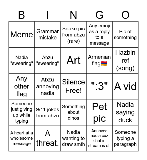 Nadias discord bingo Card