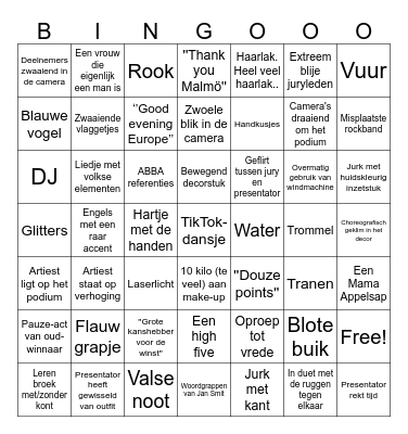 Songfestival 2024 Bingo Card
