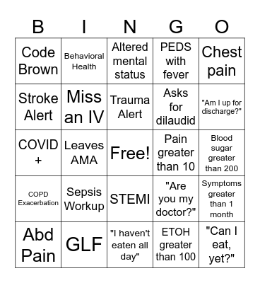 ER BINGO Card