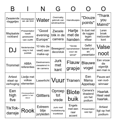 Songfestival 2024 Bingo Card