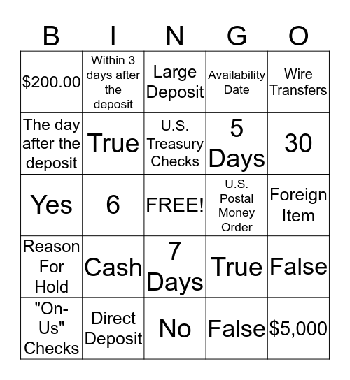 REG CC Bingo Card