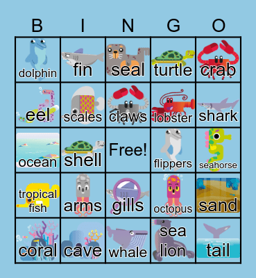 HFG U4L3 - Sea Animals Bingo Card