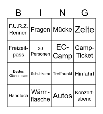 EC-Camp Vorbereitungstreffen Bingo Card