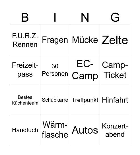 EC-Camp Vorbereitungstreffen Bingo Card