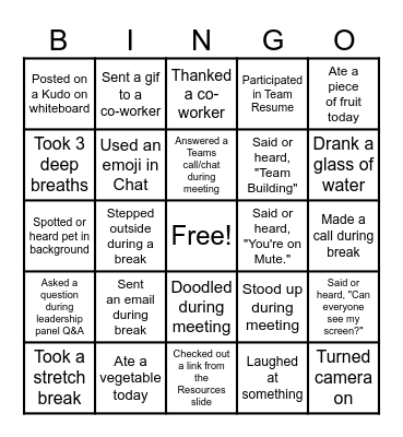 PPS Retreat BINGO Card
