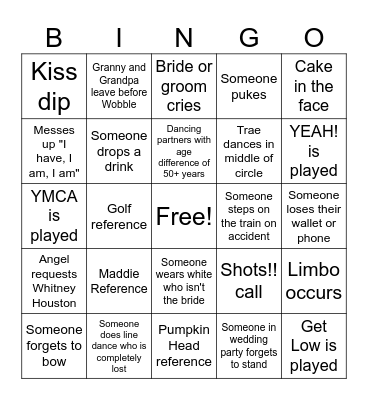 Russell-Lady Wedding Bingo Card
