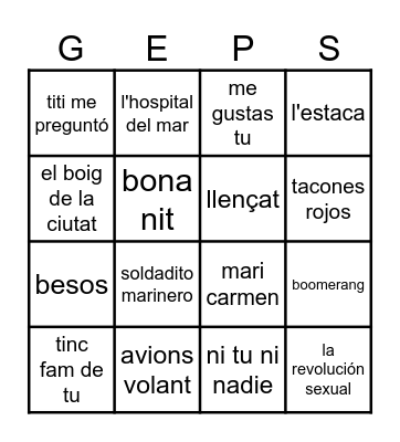 BINGO MUSICAL <3 Bingo Card