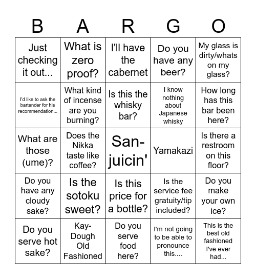 GGP Bingo Card