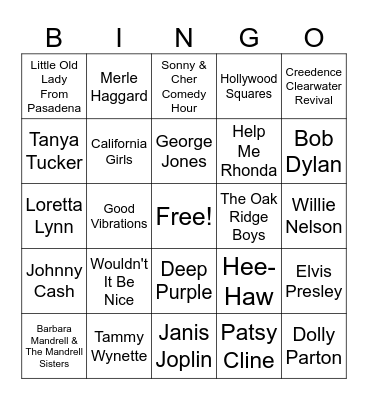 Music Bingo Card