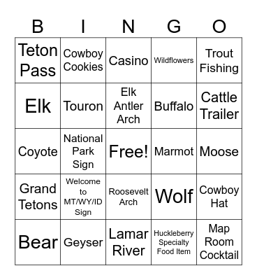Tizzle’s Wild West Extravaganza Bingo Card