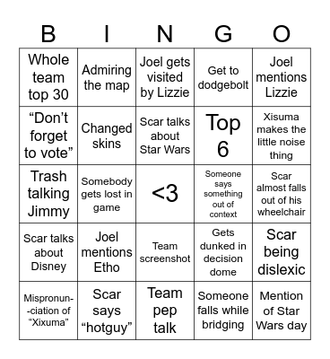 MCC Bingo - Green Gekos Bingo Card