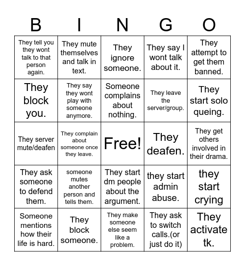 tears and tissues Bingo Card