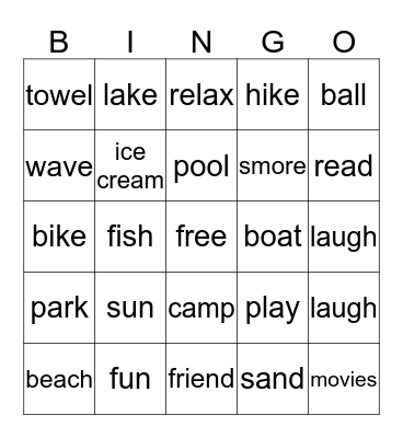 Summer Bingo Card
