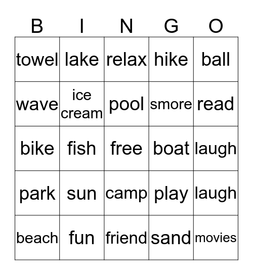 Summer Bingo Card
