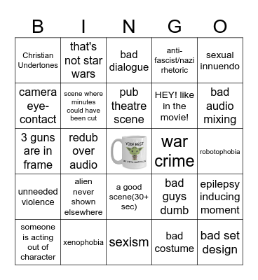 Star Wars Holiday Special Bingo Card