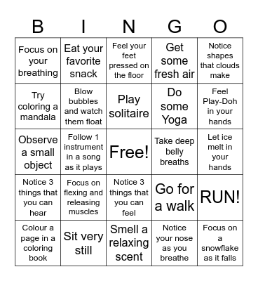 MINDFULNESS BINGO Card