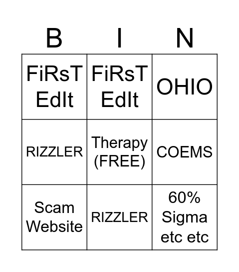 Roblox Brainrot Shorts Bingo Card