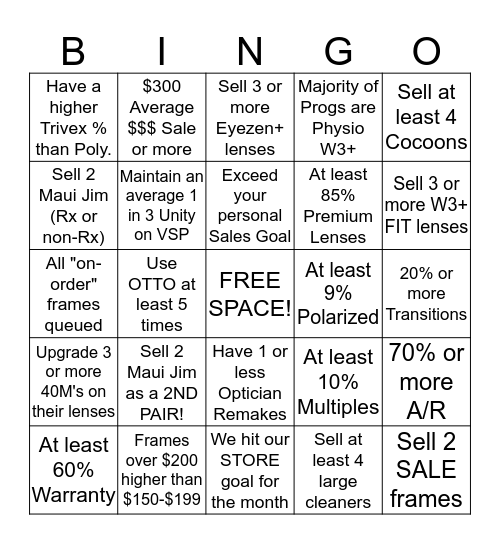 68th St OPTICAL BINGO!!  ---JUNE 2016 Bingo Card