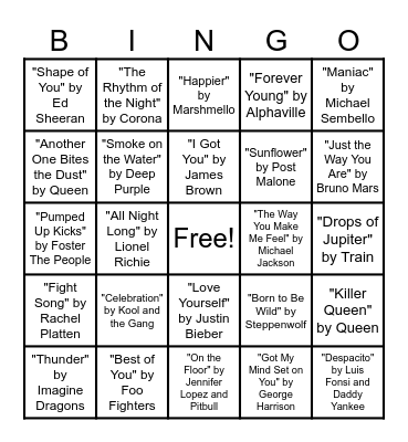 Music Bingo Round #3 Bingo Card