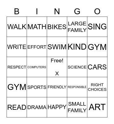 LANGUAGE ARTS LAB ~   GETTING TO KNOW YOU! Bingo Card