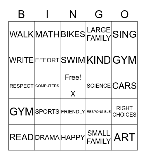 LANGUAGE ARTS LAB ~   GETTING TO KNOW YOU! Bingo Card