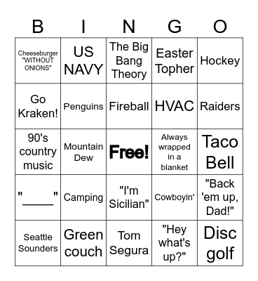 All About TOPHER Bingo Card