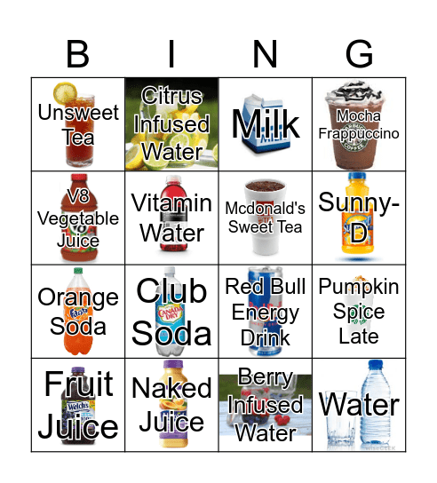 Beverage Bingo Card