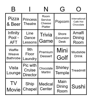 SAIL AWAY Bingo Card