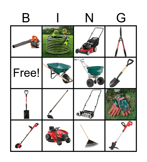 Landscaping Tools/Equipment Bingo Card