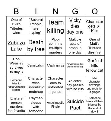 Hungry Bingo Card