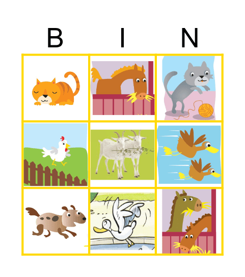 Farm animals! Bingo Card