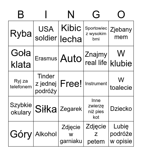 Finder bingo Card