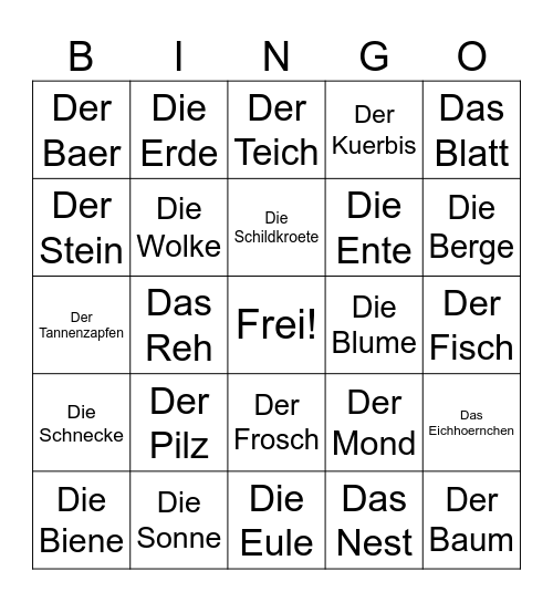 Natur-Bingo Card