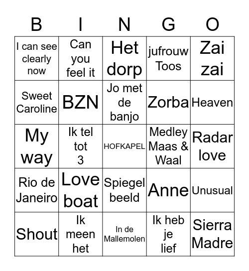 Hofkapel de Smulnarren Bingo Card