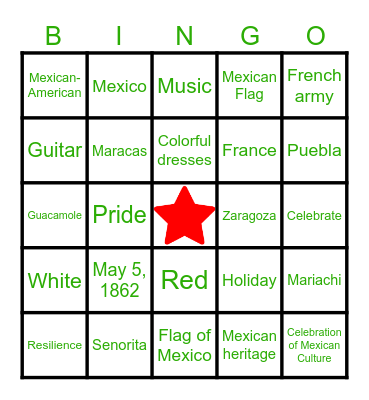 Cinco de Mayo Bingo Card